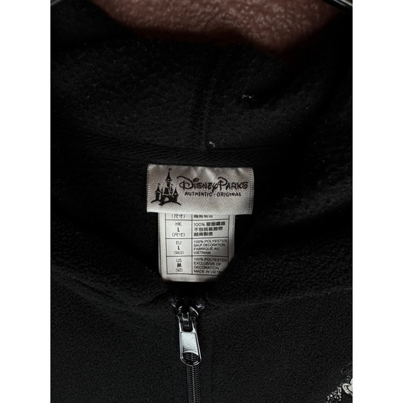 Disney Parks Authentic Original Mickey Mouse Embroidered Fleece Zip Hoodie Black - Picture 4 of 4
